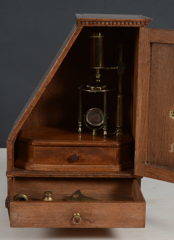 Antique microscope — The box with the microscope