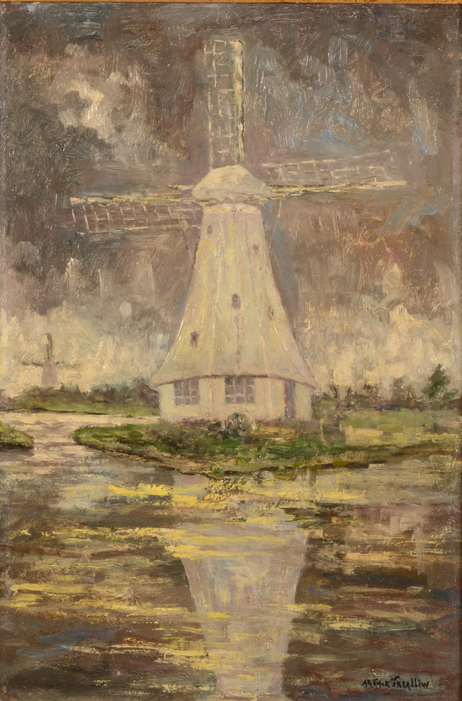 Arthur Trealliw The White Windmill — Le Moulin Blanc huile sur toile