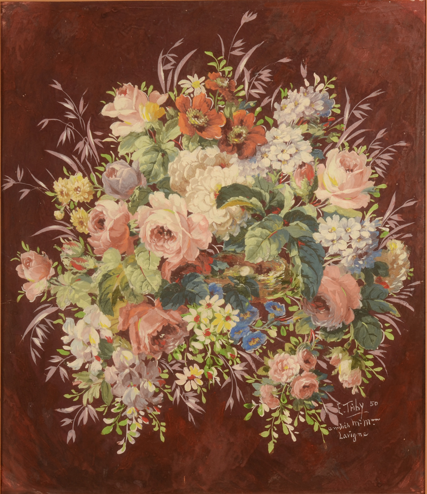 E. Triby decorative summer flowers — aquarelle&nbsp;sur papier décorative