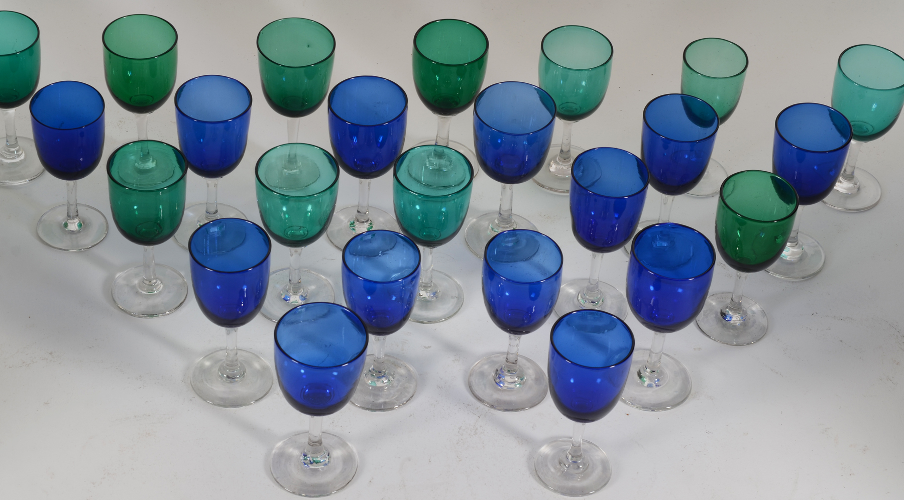 A collection of turn of the century coloured glasses, ca. 1900 — <p>View from above</p>