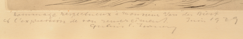 Julius Collen Turner — Dedication by the artist in pencil, bottom left