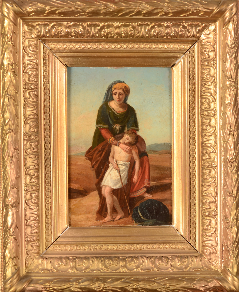 Hagar and Ismail — The painting in its 19th century frame