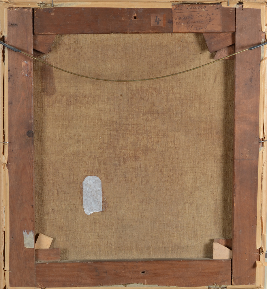 Louise Coupé — Back of the canvas showing a small restoration