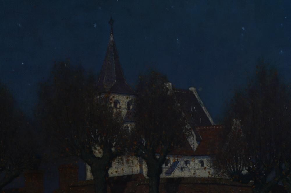 Derk Wiggers — Detail of the church with stars in the sky