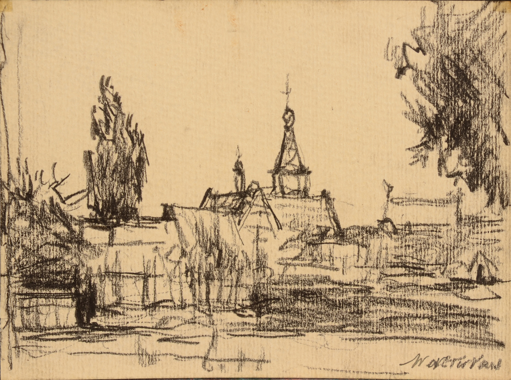Walter Vaes — Rare dessin du village d'Oostmalle, 1943