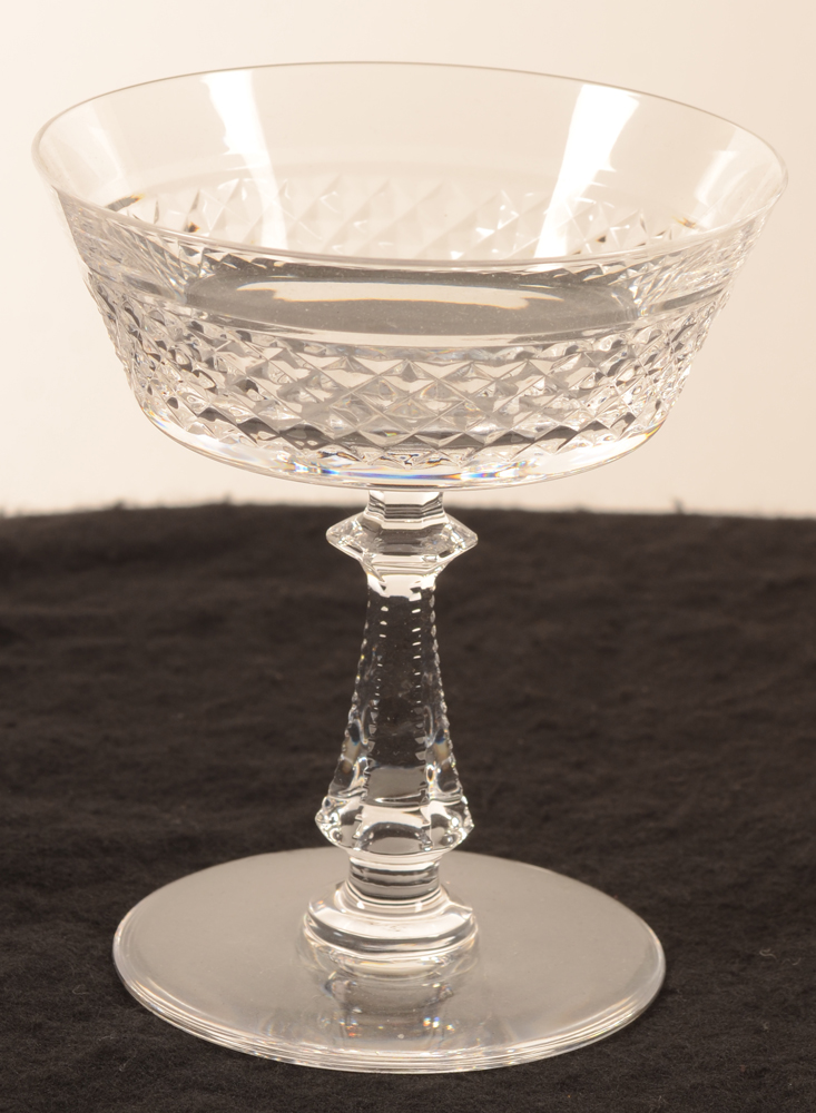 Val Saint-Lambert — coupe à champagne en crystal du modèle Heidelberg, taille diamant (jambe dentelée)