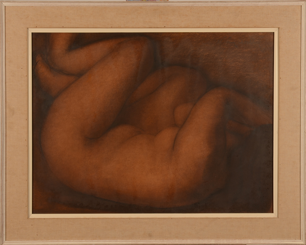Willem Van Aerden — <p>Nue couchée sur le dos, technique mixte sur papier, signée</p>