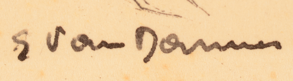 Suzanne Van Damme — Signature of the artist in ink, bottom right