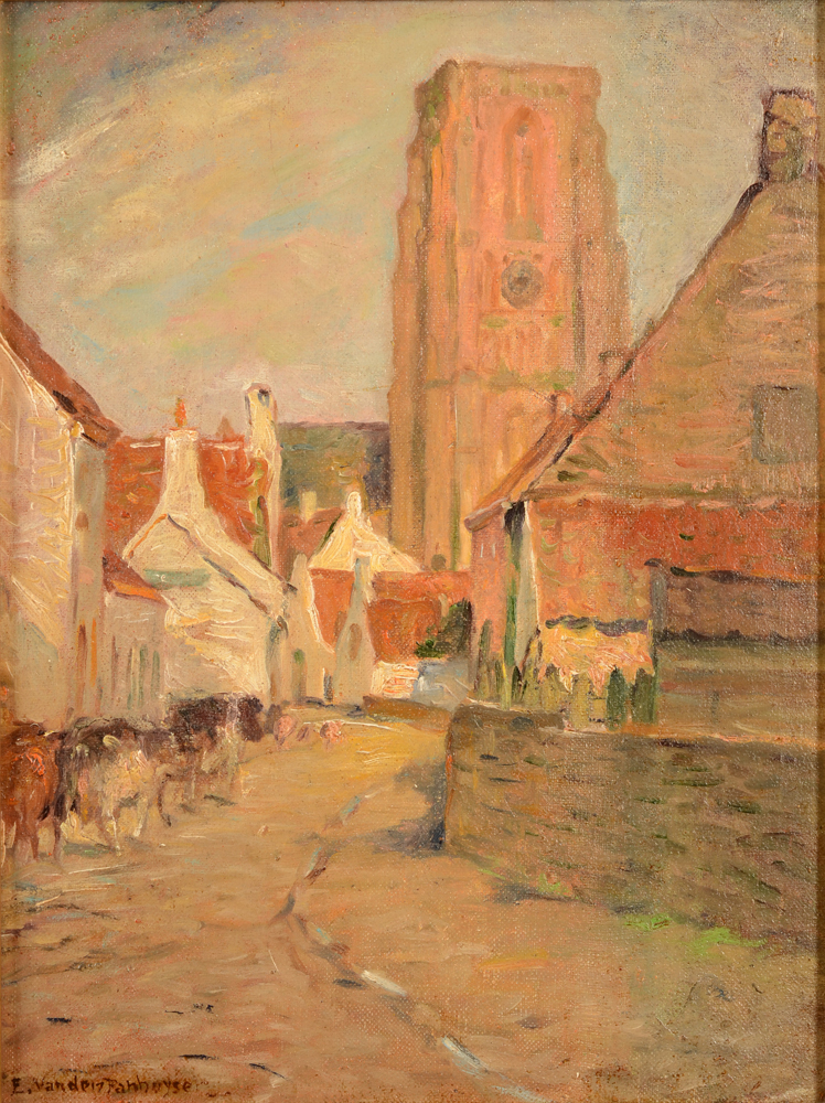 Ernest Van Den Panhuysen — Vue impressioniste de Lisswege, huile sur toile doublée, signée