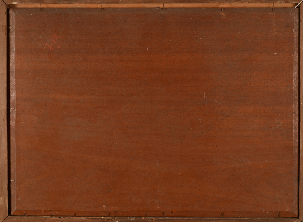 M. Van Der Borght — Back of the mahogany panel