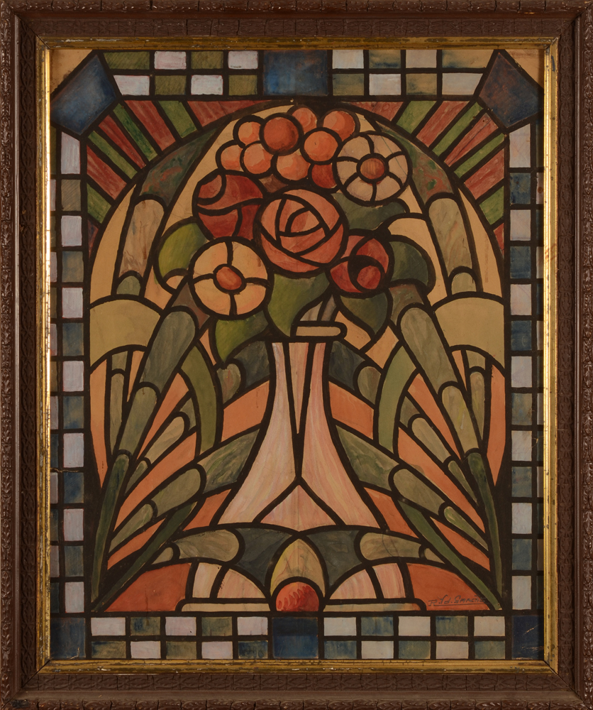 Robert Van der Gracht — The watercolour in its original but slightly damaged frame