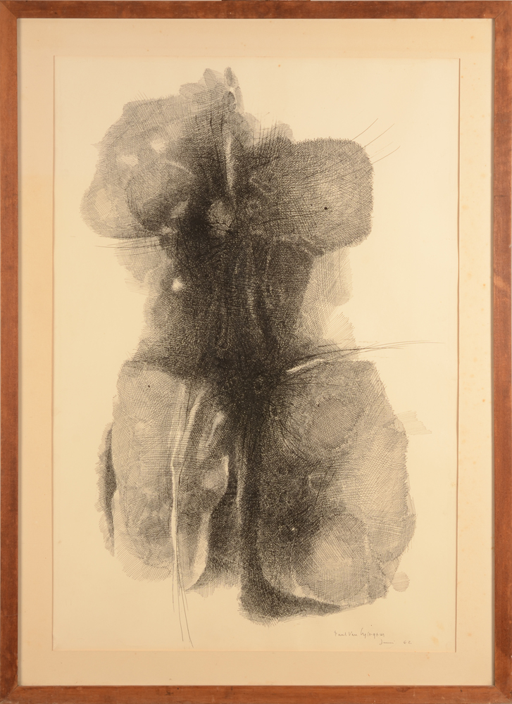 Paul Van Gysegem  — the drawing in its original frame, the gard paper slightly soiled
