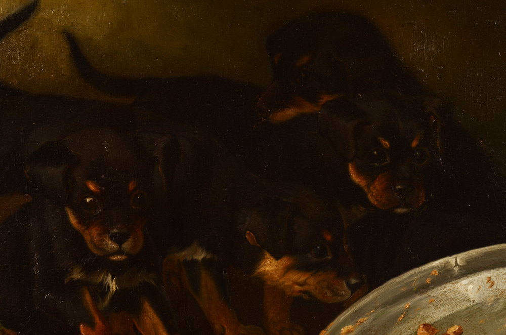 Jef Van Leemputten Puppies — Detail with puppies
