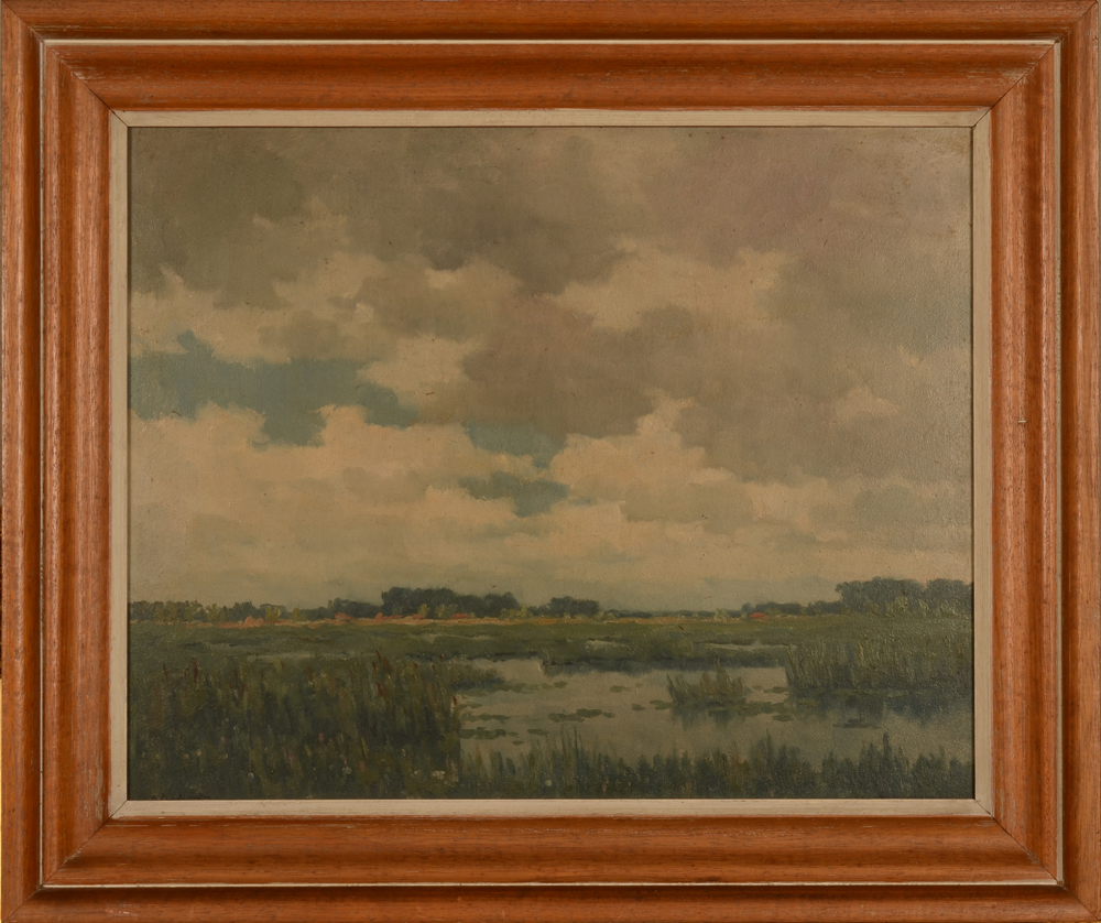 Karel Van Lerberghe Water Landscape — In its wooden frame