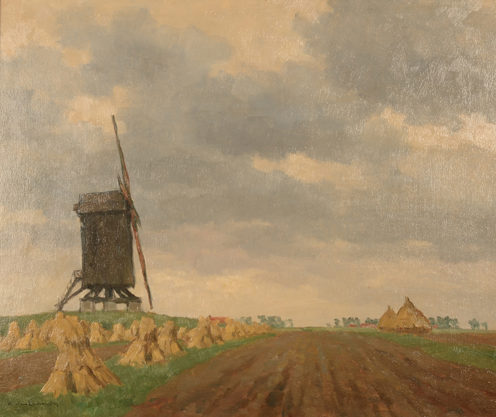 Karel Van Lerberghe The Windmill — Huile sur panneau