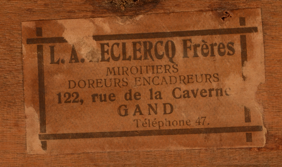 J. Van Meirhaeghe — the original label of the framer Leclercq from Gent at the back