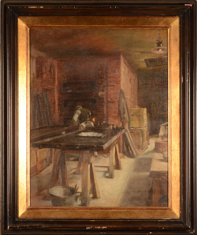Van Quekelberghe Ernest Bakery — oil on canvas, bakery in the first half of the 20th century