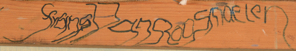 Frans Van Roosmaelen — Signature of the artist on the back of the stretcher