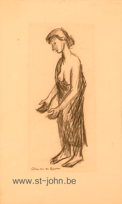 Arie Van de Giessen — <p>
	<strong>Arie Van de Giessen</strong> (1896-1950), study of a standing woman, charcoal on paper, 41 x 25 cm, signed bottom left.</p>