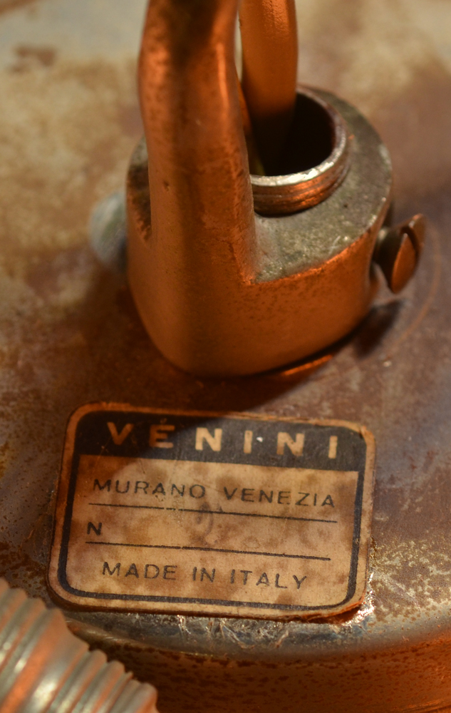 Carlo Scarpa Venini — The original label on the top of the mount
