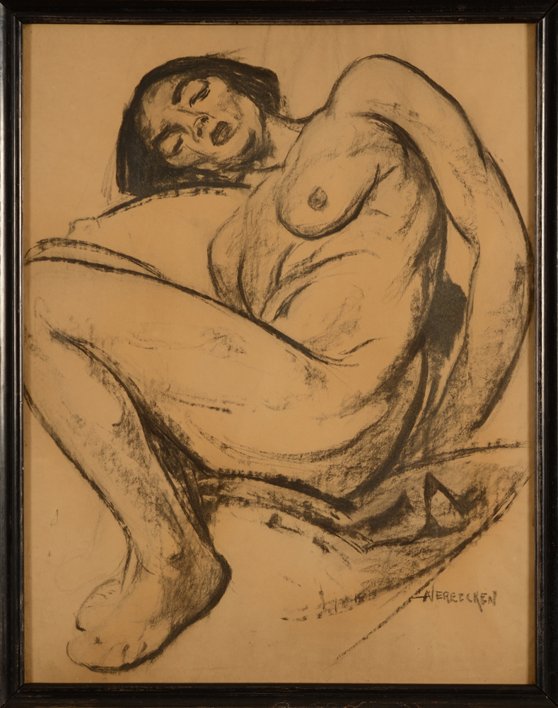 Achille Vereecken — A very bold drawing of a reclining nude, probably end of the 1920's.