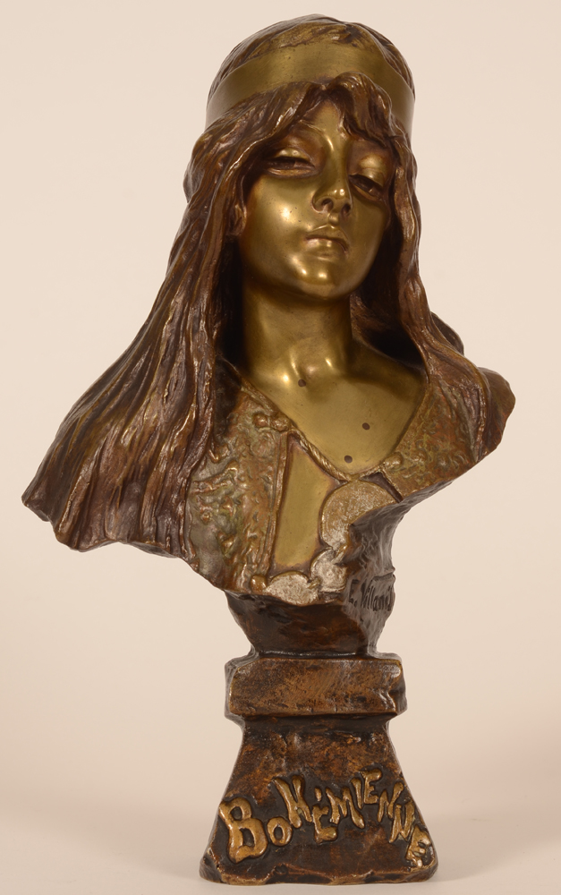 Emmanuel Villanis — Buste en bronze titré Bohémienne, fonte d'édition ancienne
