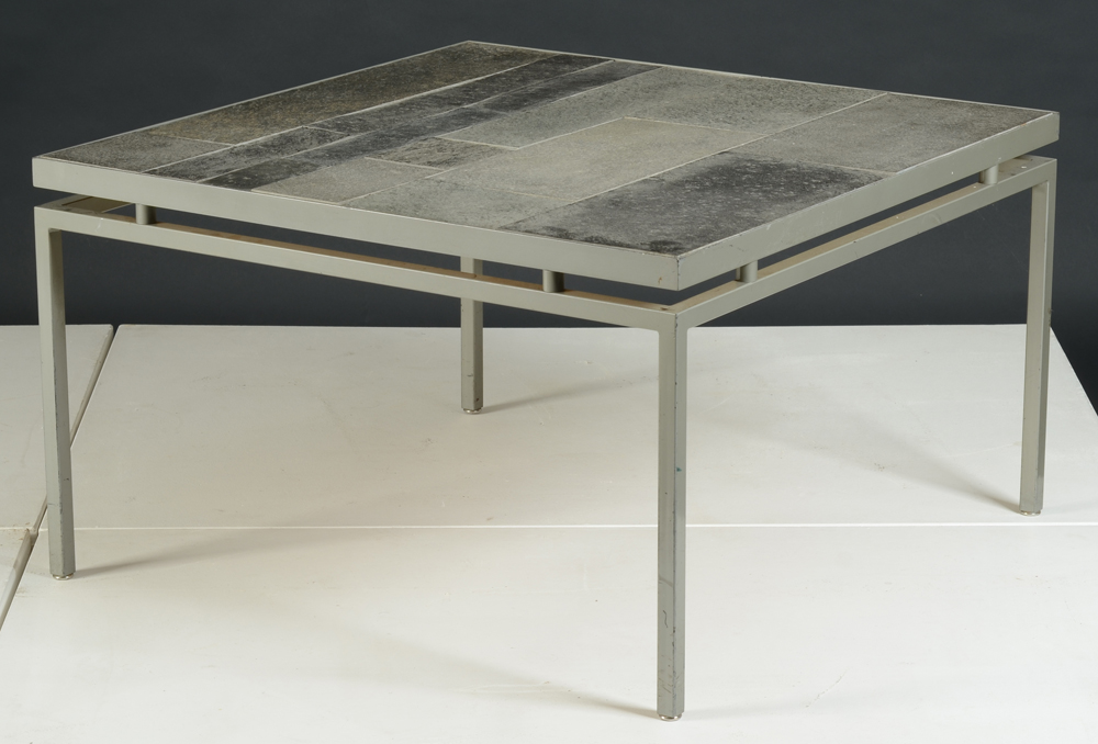 slate coffeetable — A good slate coffeetable with an elegant base in metal