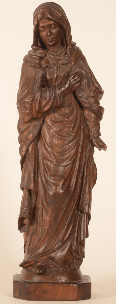 Unknown Flemish sculptor — Vierge en chêne, un petit accident aux doits de la main gauche