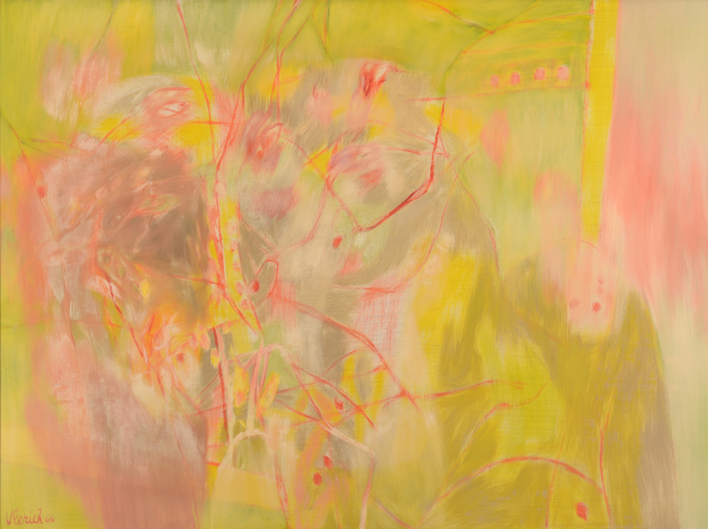 Pierre Vlerick — Oeuvre abstraite de 1966, huile sur panneau signée et datée