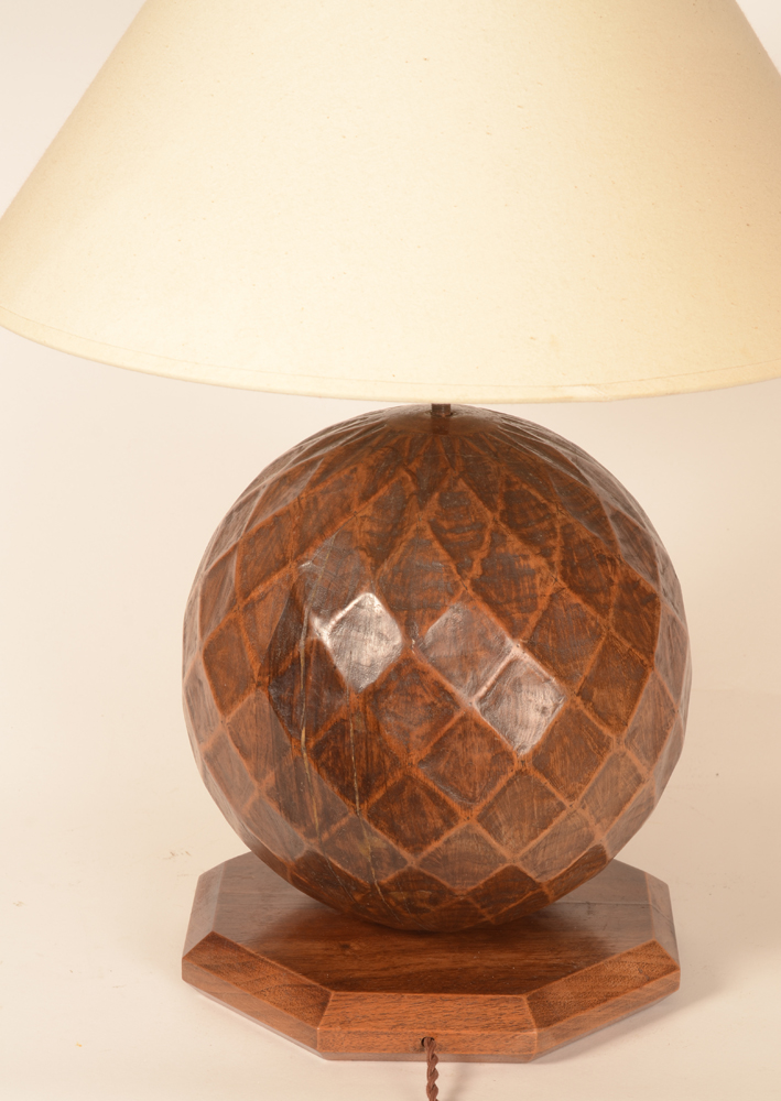 Walnut art deco lamp — Alternate view