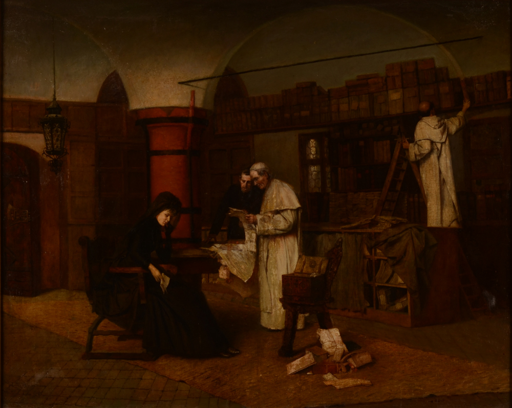Pedro Weingaertner — Le testament, 1885, grande huile sur toile signée et datée, localisée à rome (restaurations)