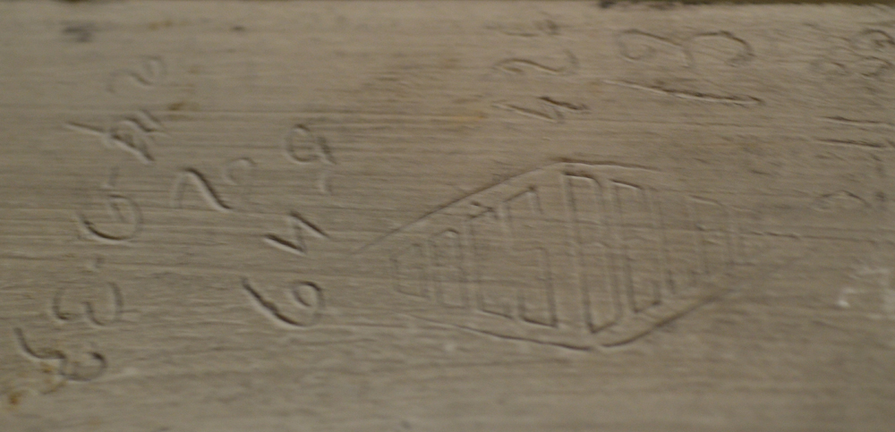 white ceramic art deco table — Inscriptions and mark on the unglazed side