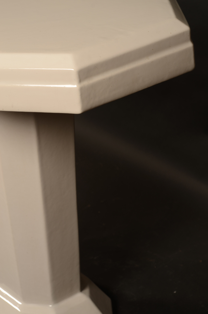 white ceramic art deco table — Profile from another angle
