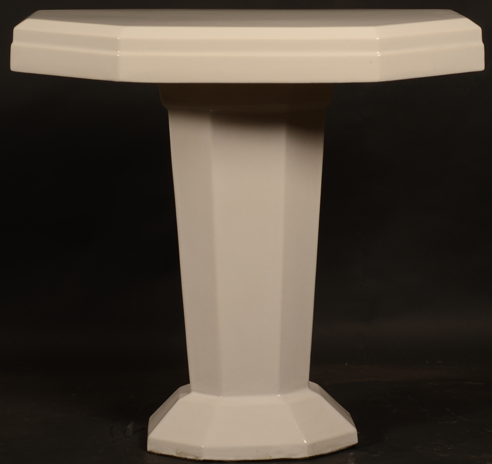 white ceramic art deco table — View from below