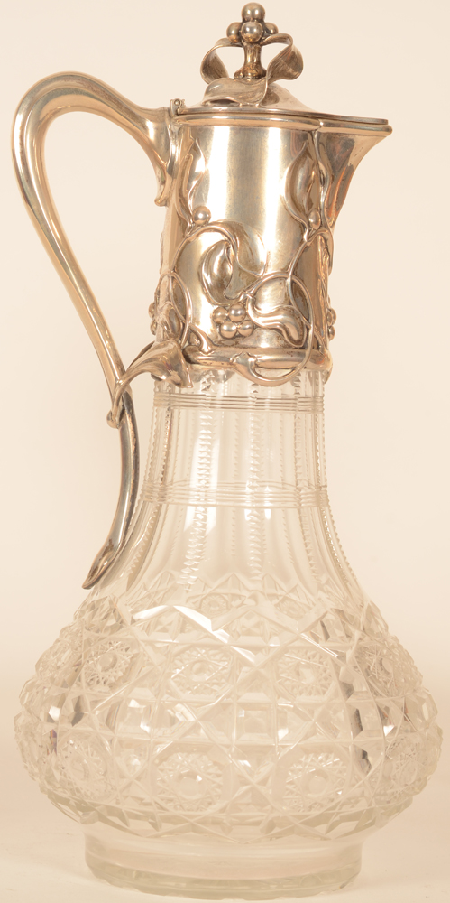 Wilkens a pair of art nouveau silver and cut crystal carafes — View from the other side