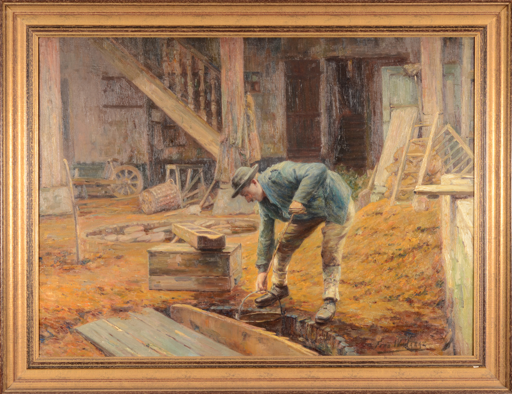 Ferdinand Willaert — Un tanneur, une grande huile sur toile de cet impressioniste gantois.
