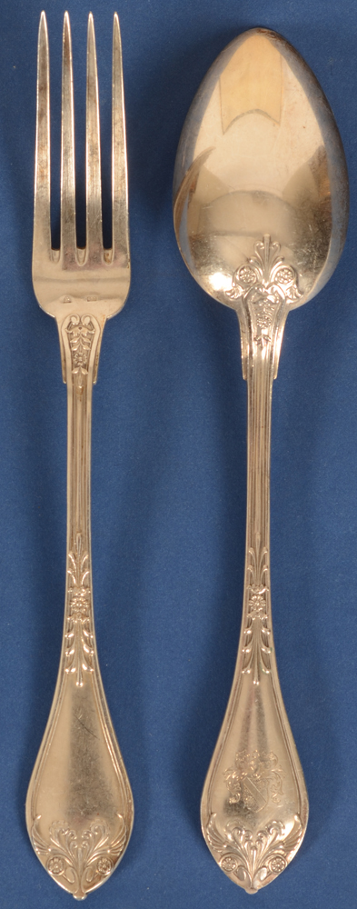 Wolfers Frères — Detail of the large fork and spoon, the spoon showing the backside