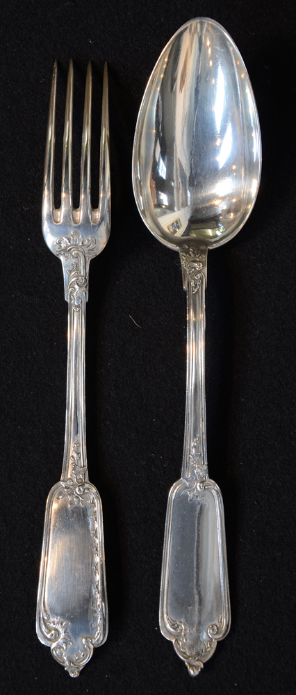 Wolfers Freres — A proto art nouveau fork and spoon in zilver, model number 110.
