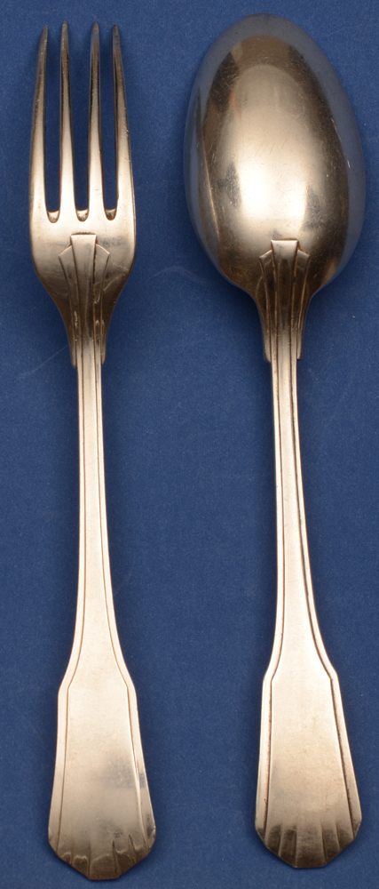 Wolfers Freres — Back of the fork and spoon in art deco style, silver.