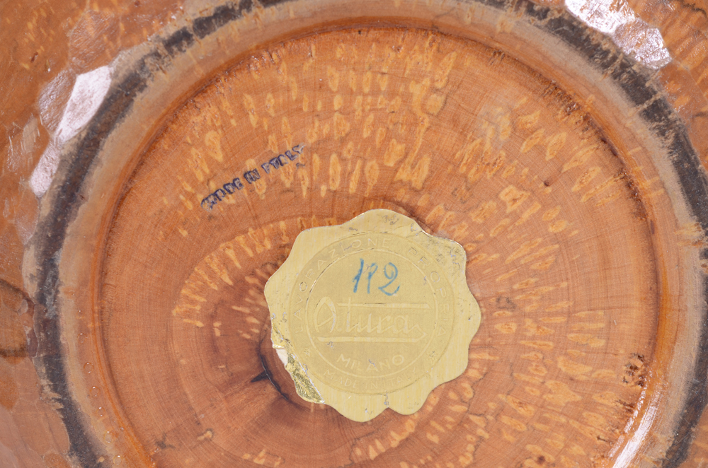 Aldo Tura — Original label at the base and mark stamped into the wood