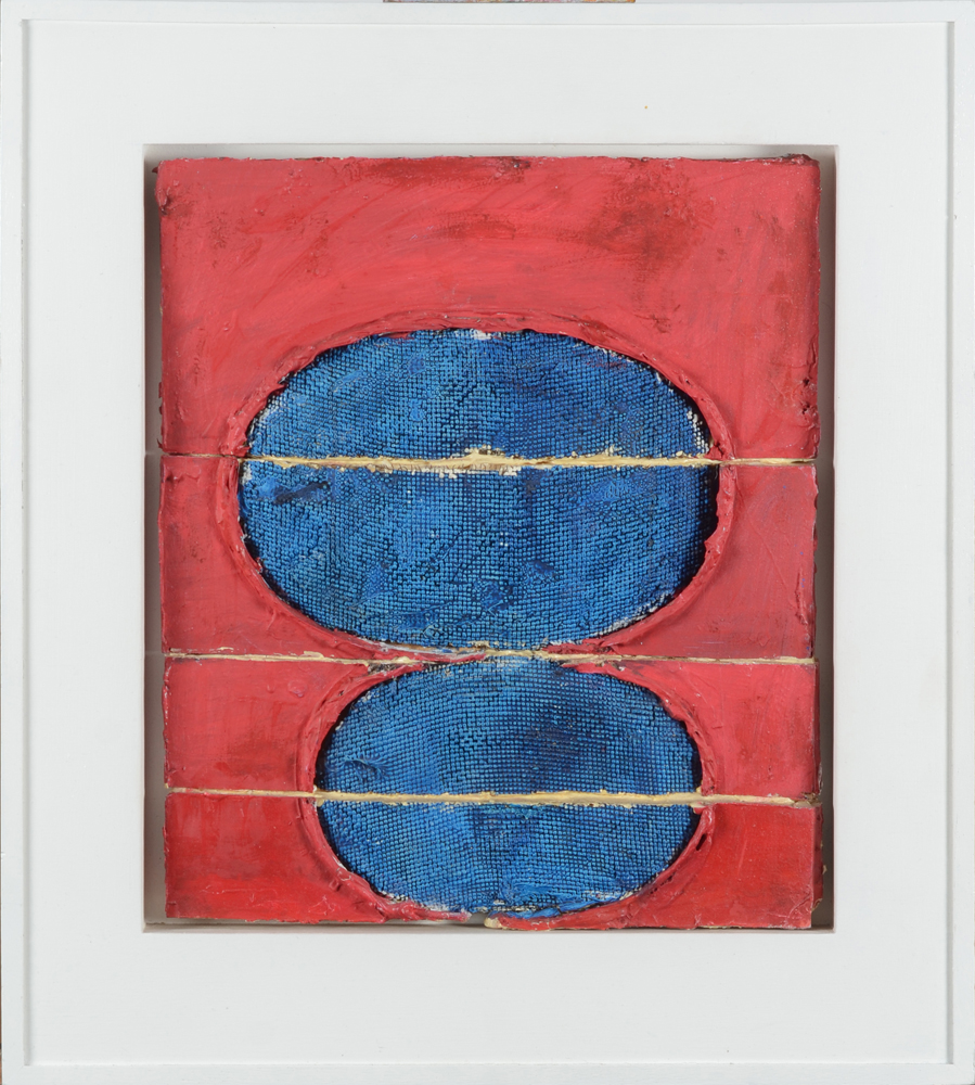 Horia Damian — Composition en rouge avec ovales bleues, ca. 1968. Provenance: Galerie Stadler, Paris