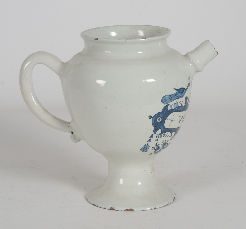 Delft Syrup Jar  — View with spout to the right