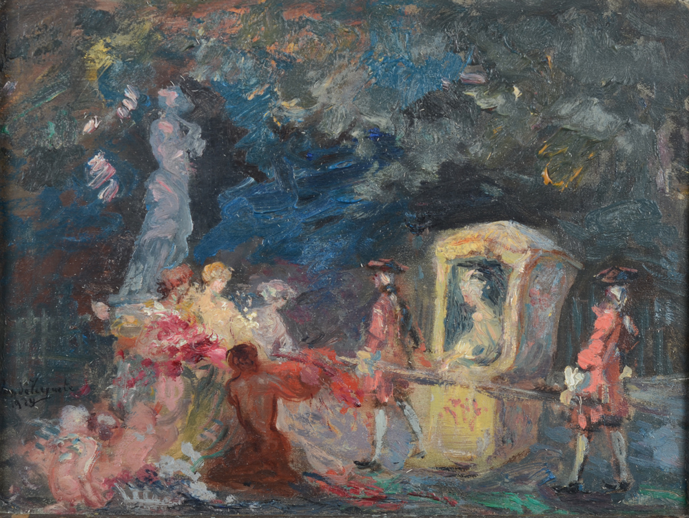 Julien (Jules) Van de Veegaete — Etude allégorique dans le style du 18ième, huile sur panneau signée