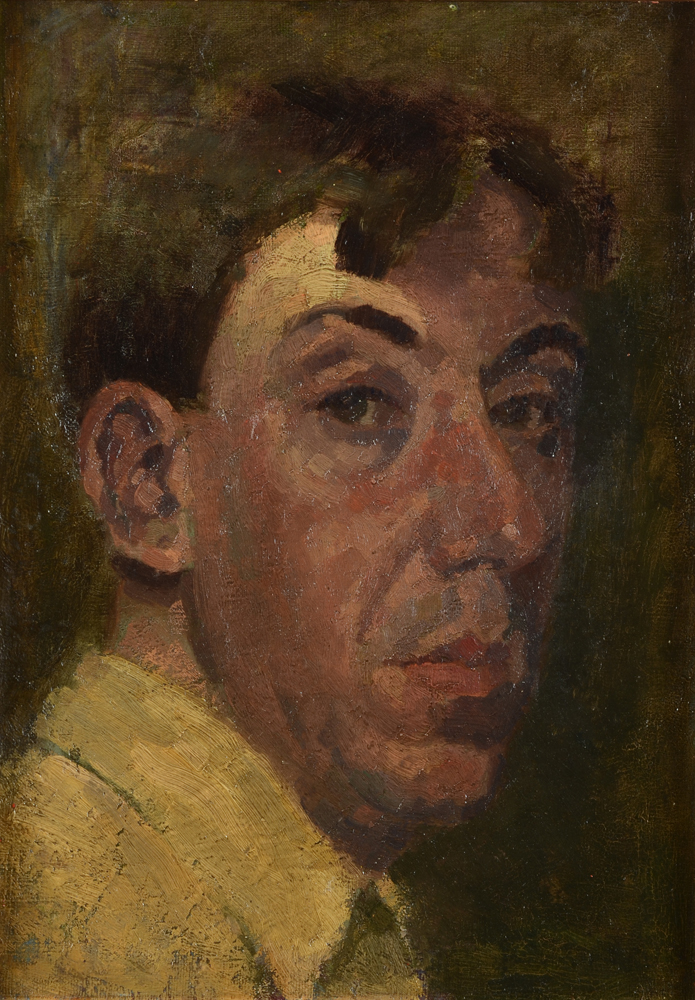 Stan Van Offel — Rare paire de portraits, auto-portrait de l'artiste et portrait de sa femme, huile sur toile
