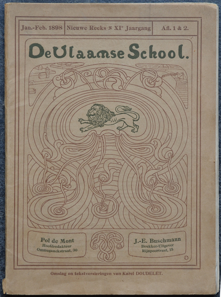 De Vlaamse School 1898 — Revue d'art en Néerlandais, de tendance symboliste avec dessin de couverture de Charels Doudelet