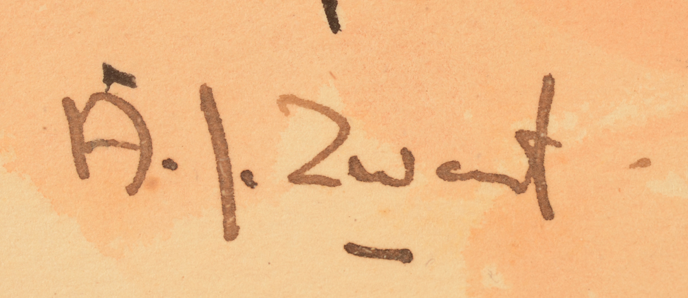 Arie J. Zwart — Signature of the artist, bottom left