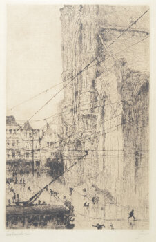 Jules De Bruycker St-Niklaas kerke etching 1920