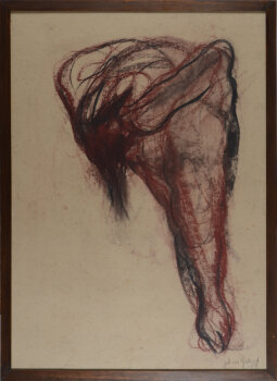 Johan Gobert, Nude, a powerful drawing, 1979
