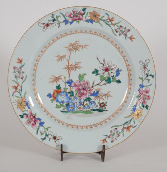 A large Chinese 'Famille Rose' porcelain plate