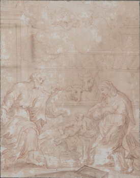 Old Master drawing, the nativity, Flemish school